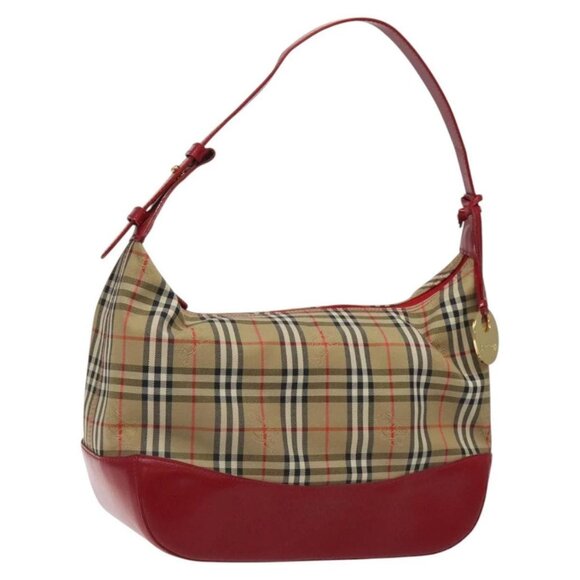 Burberrys Nova Check Shoulder Bag Canvas Beige Gold - Picture 1 of 16